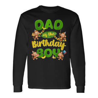 Dad Of The Birthday Boy Monkey Family Matching Party Long Sleeve T-Shirt - Thegiftio UK