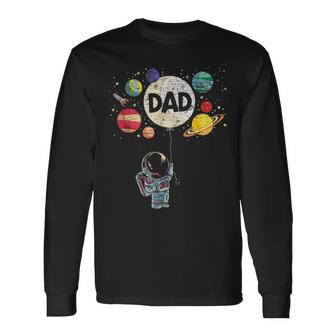 Dad Of The Birthday Boys Space Astronaut Family Party Daddy Long Sleeve T-Shirt - Thegiftio UK