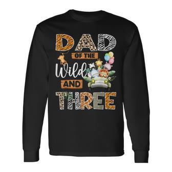 Dad Of The Wild And Three 3Rd Birthday Boy Safari Truck Long Sleeve T-Shirt - Thegiftio UK