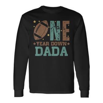 Dada Of The 1 Year Old Football 1St Year Down Birthday Party Long Sleeve T-Shirt - Thegiftio UK