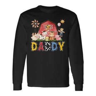 Daddy Farm Cow Birthday Boy Matching Family Party Long Sleeve T-Shirt - Thegiftio UK