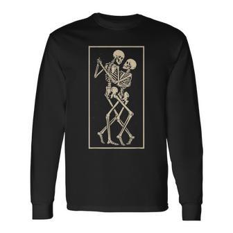 Dancing Skeleton Couple – Romantic Gothic Halloween Long Sleeve T-Shirt - Thegiftio UK