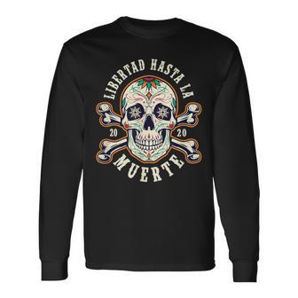 Dia De Los Muertos Tête De Mort Libertad T-shirt à manches longues - Cadeauxyz