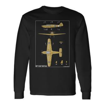 Diagrama Del Avión Alemán Messerschmitt Bf 108 Taifun Ww2 Manga Larga Camiseta de manga larga - Regaloses