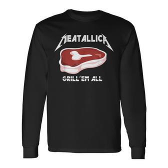 Divertente Barbecue Grigliare Carne Amante Pesante Metallo Fan Regalo Maglietta a maniche lunghe - Novitaregali