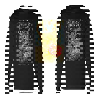 Divertido Gato Comiendo Donut Fuera Del Gimnasio Gatoelfie Meme Camiseta de manga larga - Regaloses