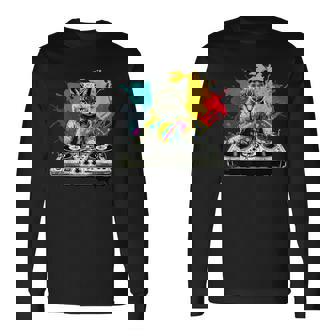 Dj Cat Maison Drôle De Musique Chat Amateur De Musique T-shirt à manches longues - Cadeauxyz