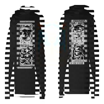 Doctorate Dissertation Phd Grad Tarot Card Skeleton Cat Long Sleeve T-Shirt | Mazezy