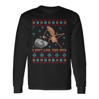 I Don't Like This Rock Marcus The Worm Ugly Sweater Xmas Long Sleeve T-Shirt - Thegiftio UK