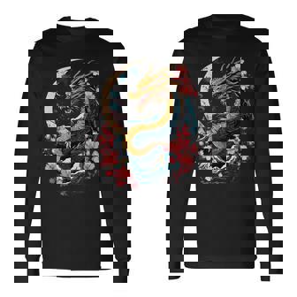 Dragon Asiatique Japonaistyle Tatouage Esthétique Dragon Japonais T-shirt à manches longues - Cadeauxyz