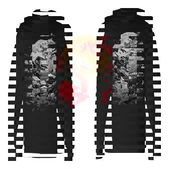 Dragon Noir En Fleurs De Cerisier Japonais Esthétique T-shirt à manches longues - Cadeauxyz