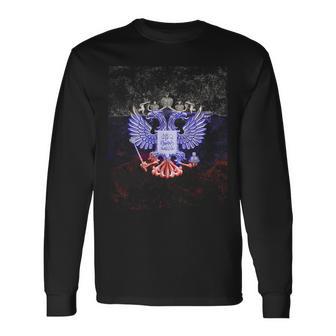 Drapeau De La Russie Avec Blason Double Aigle T-shirt à manches longues - Cadeauxyz