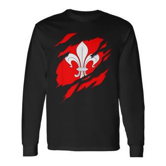 Drapeau Lille Blason Déchiré À Effet 3D France T-shirt à manches longues - Cadeauxyz