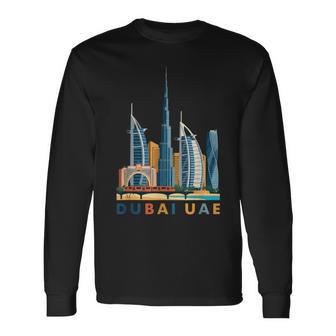 Dubai Skyline Uae Cityscape Travel Souvenir Long Sleeve T-Shirt | Mazezy