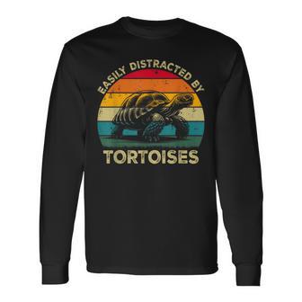 Easily Distracted By Tortoises Cute Tortoise Lovers Long Sleeve T-Shirt - Thegiftio UK