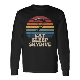 Eat Sleep Skydive Retro Sunset Parachute Jumper Skydiving Long Sleeve T-Shirt | Mazezy