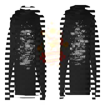 Electrician Lights Up Christmas Dad Father Mens Long Sleeve T-Shirt - Seseable