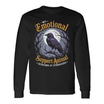 Emotional Support Animal Gothic Birds Animal Crow Long Sleeve T-Shirt - Thegiftio UK