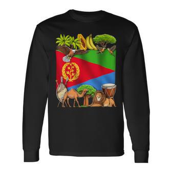 Eritrea Flag Eritrean Roots Eritrean Pride Eritrean Heritage Long Sleeve T-Shirt | Mazezy