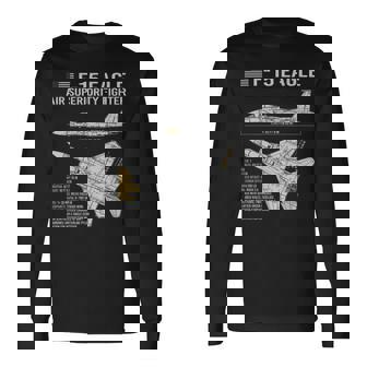 F-15イーグル航空機の設計図ジェット戦闘機データ 長袖Tシャツ - Kawaiitshirt
