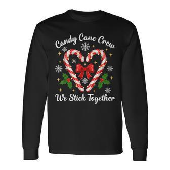 Family Matching Pajama Candy Cane Crew We Stick Together Long Sleeve T-Shirt - Thegiftio UK