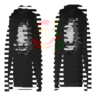 Farmhouse Santa Cozy Christmas Cheer Vintage Holiday Long Sleeve T-Shirt - Monsterry