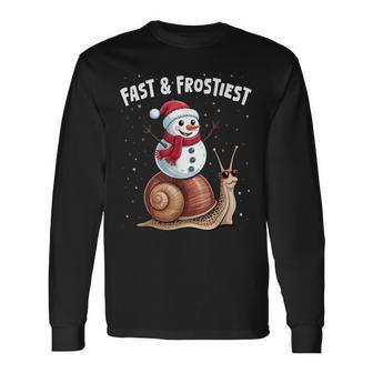Fast & Frostiest – Christmas Snail Snowman Long Sleeve T-Shirt - Thegiftio UK