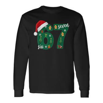 Festive 67 Christmas Sweater Santa Hat Gingerbread Long Sleeve T-Shirt - Thegiftio UK