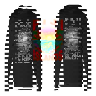 Fiji Islands Tropical Beach Sea Turtle Retro Vacation Tank Top Long Sleeve T-Shirt | Mazezy