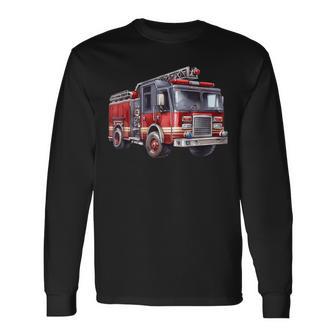 Fire Truck For Trucker Trailer Ladder Long Sleeve T-Shirt - Thegiftio UK