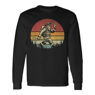 Firefighting Retro Bigfoot Firefighter Sasquatch Fireman Long Sleeve T-Shirt - Thegiftio UK
