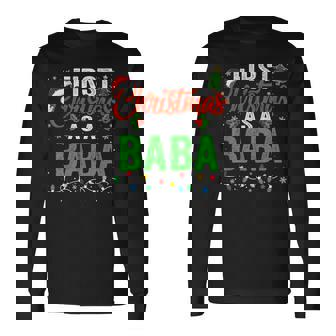 First Christmas As A Baba Xmas Lights 1st New Dad Long Sleeve T-Shirt | Mazezy