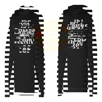 First Christmas As Stepdad 2025 Christmas With Santa Hat Long Sleeve T-Shirt - Seseable