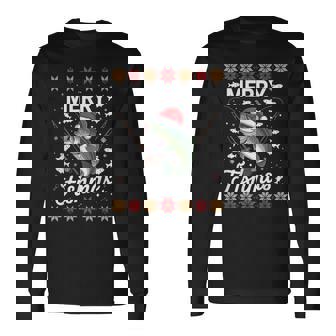 Fisherman Christmas Holyday Merry Fishmas Long Sleeve T-Shirt | Seseable FR