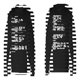 Fix Grill Rest Repeat Routine Fathers Day Dad Long Sleeve T-Shirt - Thegiftio