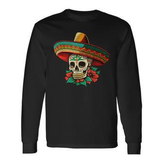 Fleursucre Crâne Mexicain Dia De Los Muertos Cinco De Mayo T-shirt à manches longues - Cadeauxyz