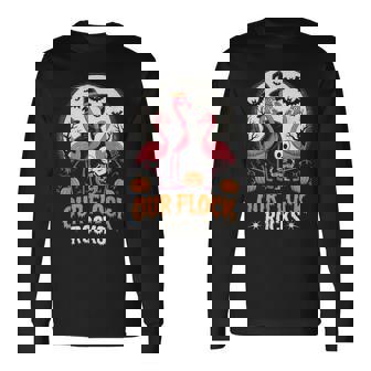 Our Flock Rocks Flamingo Family Halloween Party Costume Fun Long Sleeve T-Shirt | Mazezy