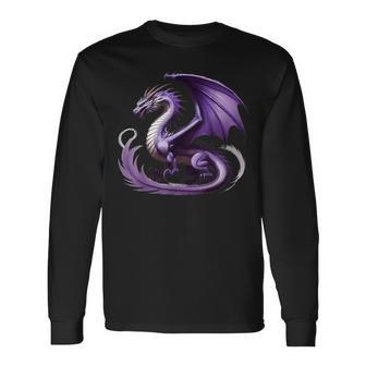 Flying Mythical Creature Cool Dragon Flame-Spewing Dragon Long Sleeve T-Shirt - Thegiftio UK