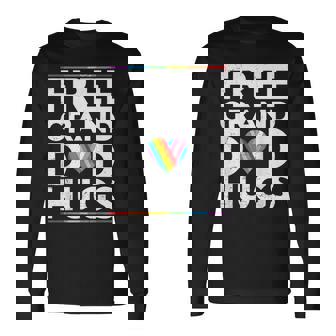 Free Granddad Hugs Support LGBT Proud Parades Rainbow Flag Long Sleeve T-Shirt | Mazezy