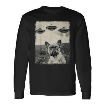 French Bulldog Dog Ufo Alien Extraterrestrial Selfie Long Sleeve T-Shirt - Thegiftio UK