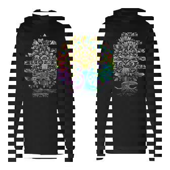 Full Foliage Tree Of Life 葉がいっぱいのレインボー生命の木 長袖Tシャツ - Kawaiitshirt