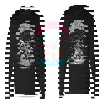 Fun Scene Bigfoot Flamingo Parasailing Summer Beach Tank Top Long Sleeve T-Shirt | Mazezy