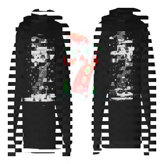 Fun Six Seven 6 7 Meme Couples Pajamas Christmas Tree Lights Long Sleeve T-Shirt - Monsterry