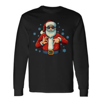 67 Christmas Santa Claus Hands Six Seven Numbers Meme Long Sleeve T-Shirt - Thegiftio UK