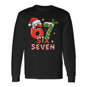 67 Meme Christmas Six Seven Santa Holiday Long Sleeve T-Shirt - Thegiftio UK