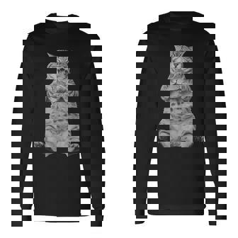 Ai ヴィンテージ チョンク 猫 食べる ハンバーガー ミーム 食べ物 ユーモア 長袖Tシャツ - Kawaiitshirt