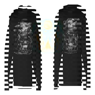 Bigfoot Sasquatch Alien Campfire Forest Camping Talk Long Sleeve T-Shirt - Monsterry