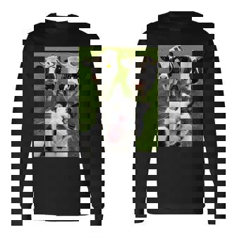 Black And White Cat Cow Selfie Long Sleeve T-Shirt - Thegiftio