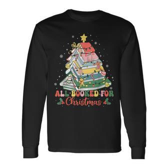 All Booked For Christmas Book Lovers Xmas Tree Lights Long Sleeve T-Shirt - Thegiftio UK