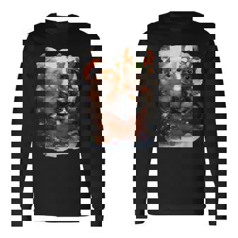 Cat Christmas Light Santa Xmas Decorations Meowy Long Sleeve T-Shirt - Thegiftio